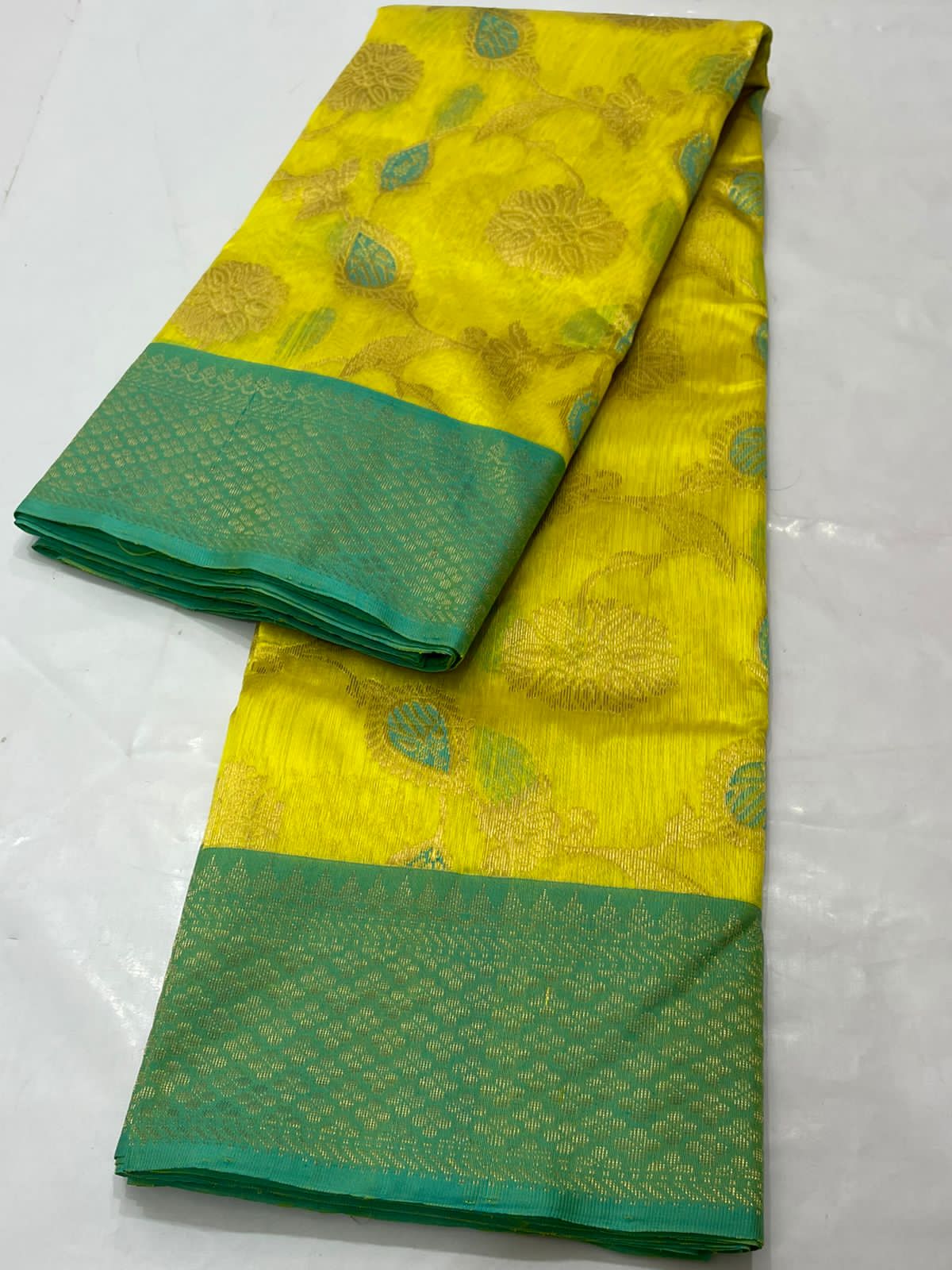 Ramzaani Chanderi yellow sari Saffron fashion