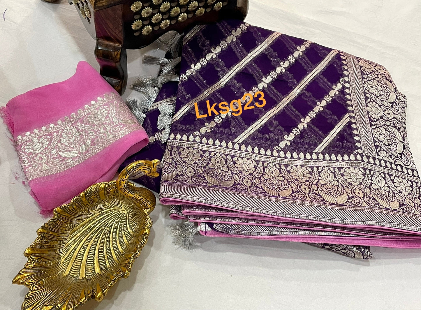 Rini khaddi gorgette silver jari saree - Saffronfashionindia