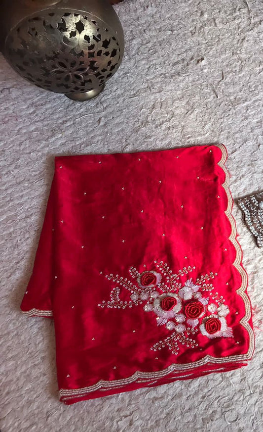 Anisha luxury satin saree - Saffronfashionindia