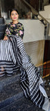 Striped sexy organza saree
