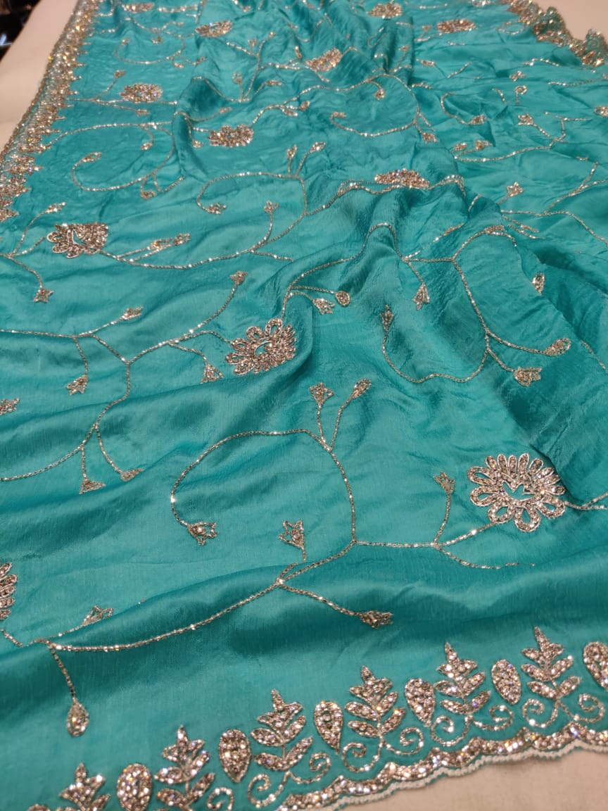Satin katdana saree - Saffronfashionindia