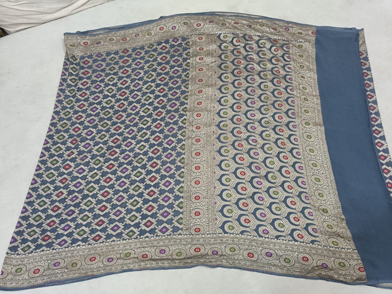 Lovely khaddi gorgette saree,,,,,chiffon saree - Saffronfashionindia