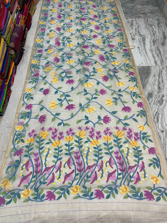 Kajilika muslin jamdani saree - Saffronfashionindia