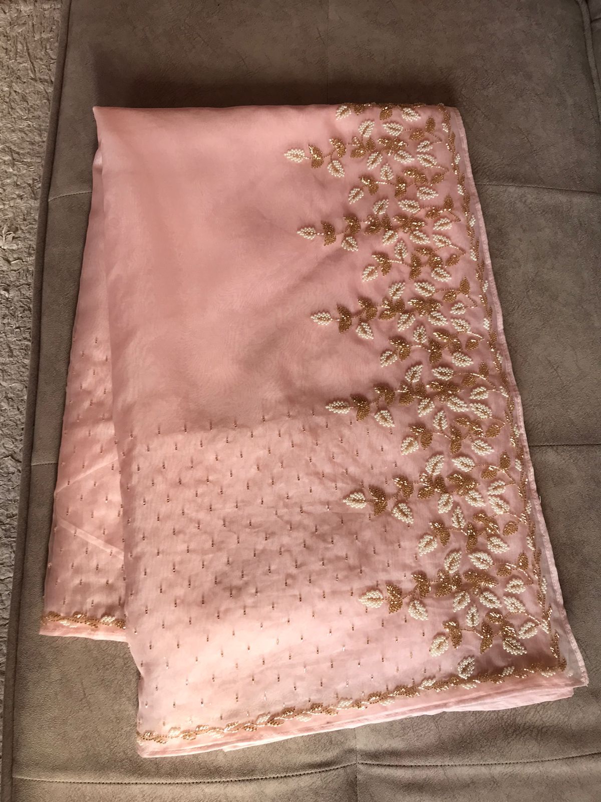 Premium chiffon crepe embroidered saree - Saffronfashionindia