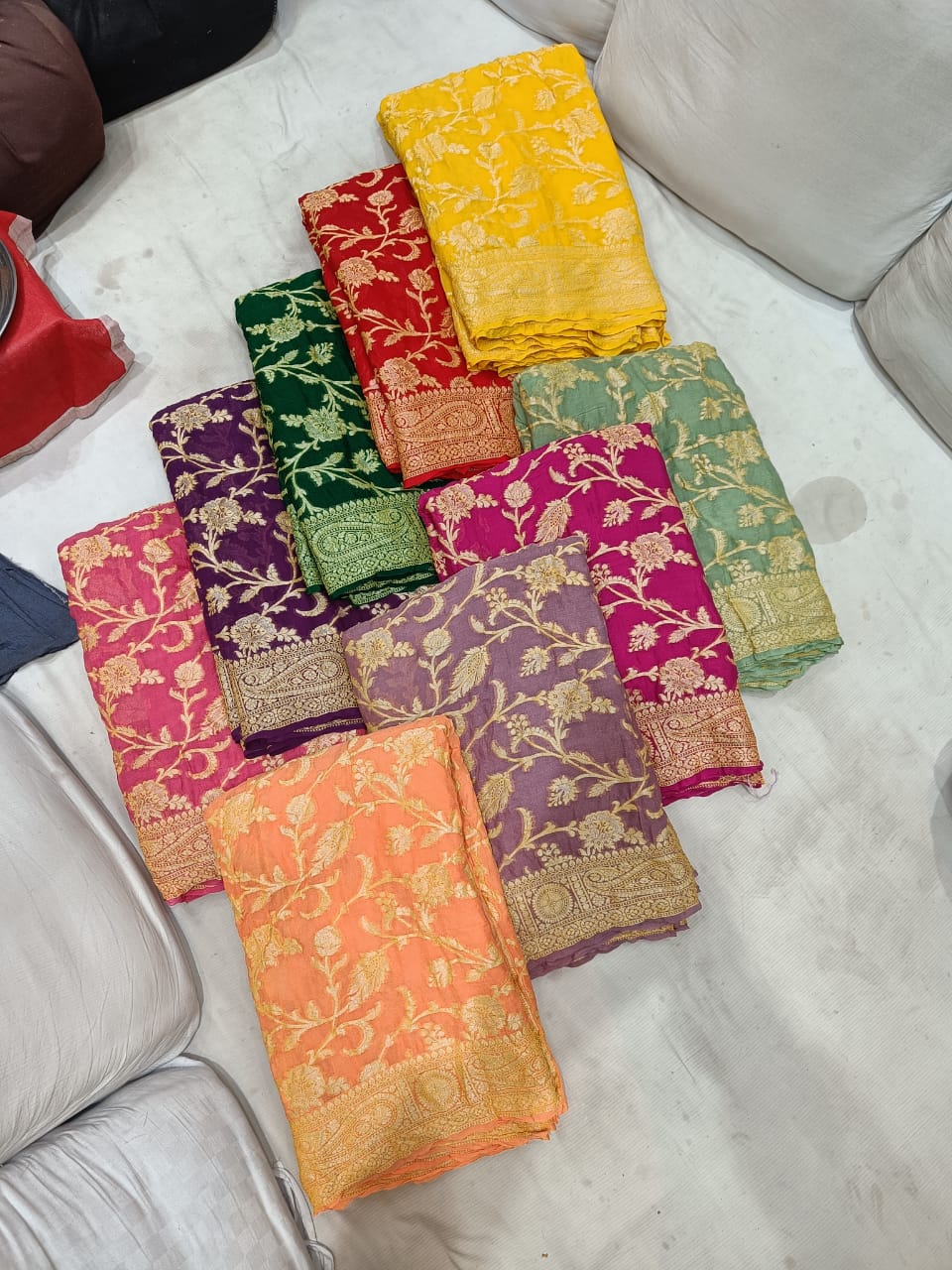 Gloria gorgette chiffon saree - Saffronfashionindia