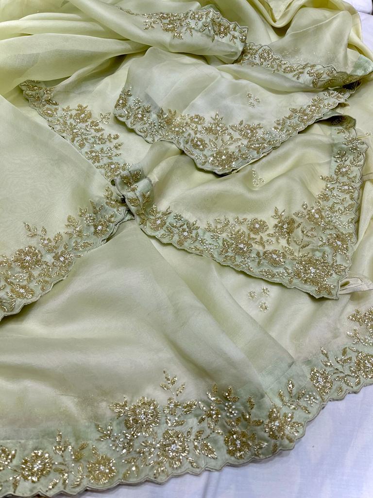 Lubina silk organza saree - Saffronfashionindia