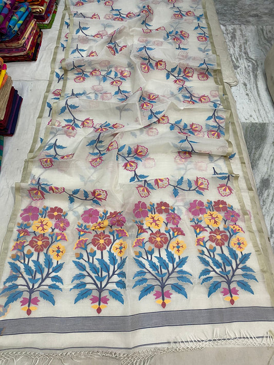 Manchala jamdani saree - Saffronfashionindia