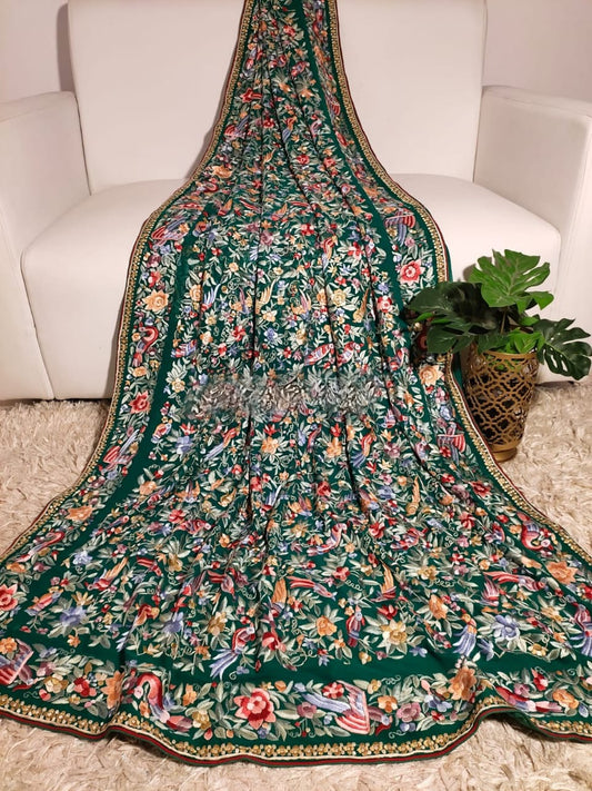 Kaveesha Parsi gorgette saree - Saffronfashionindia