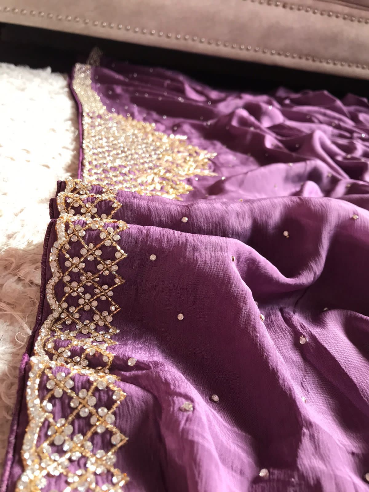 Luxury chinon inspired saree - Saffronfashionindia