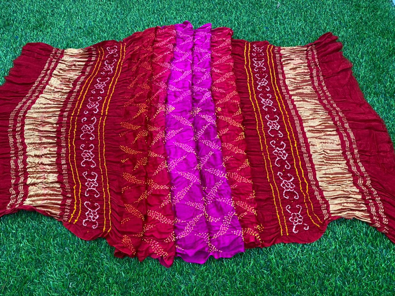 Gazing silk Bandhani dupatta - Saffronfashionindia