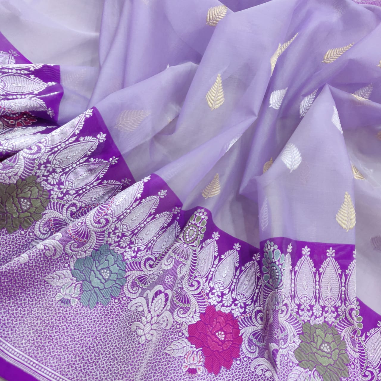 Cyana kora handwoven saree - Saffronfashionindia