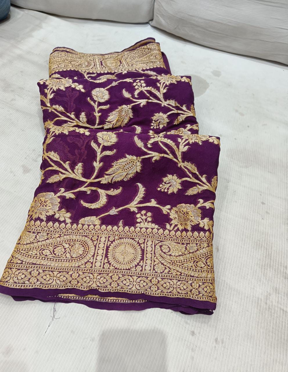 Gloria gorgette chiffon saree - Saffronfashionindia