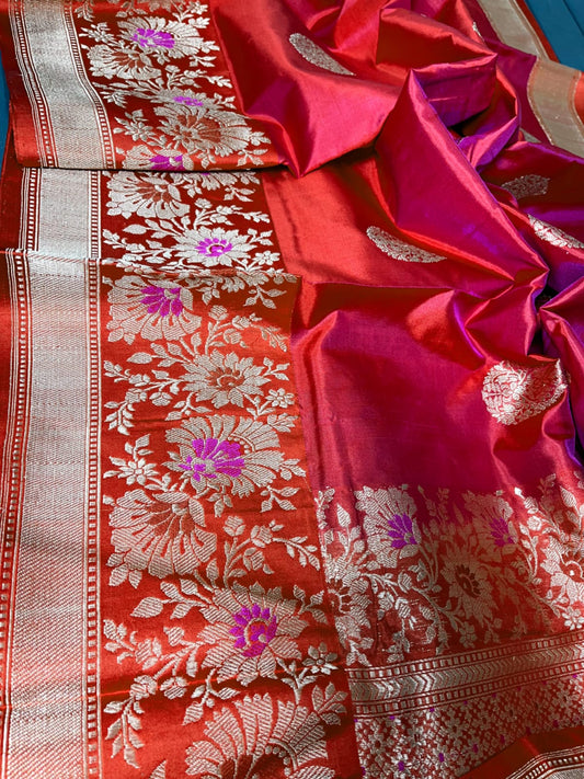 Archika handwoven Katan silk saree - Saffronfashionindia