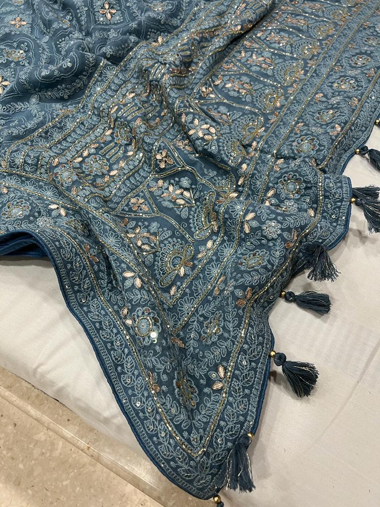 Barfi inspired Chikankari saree - Saffronfashionindia