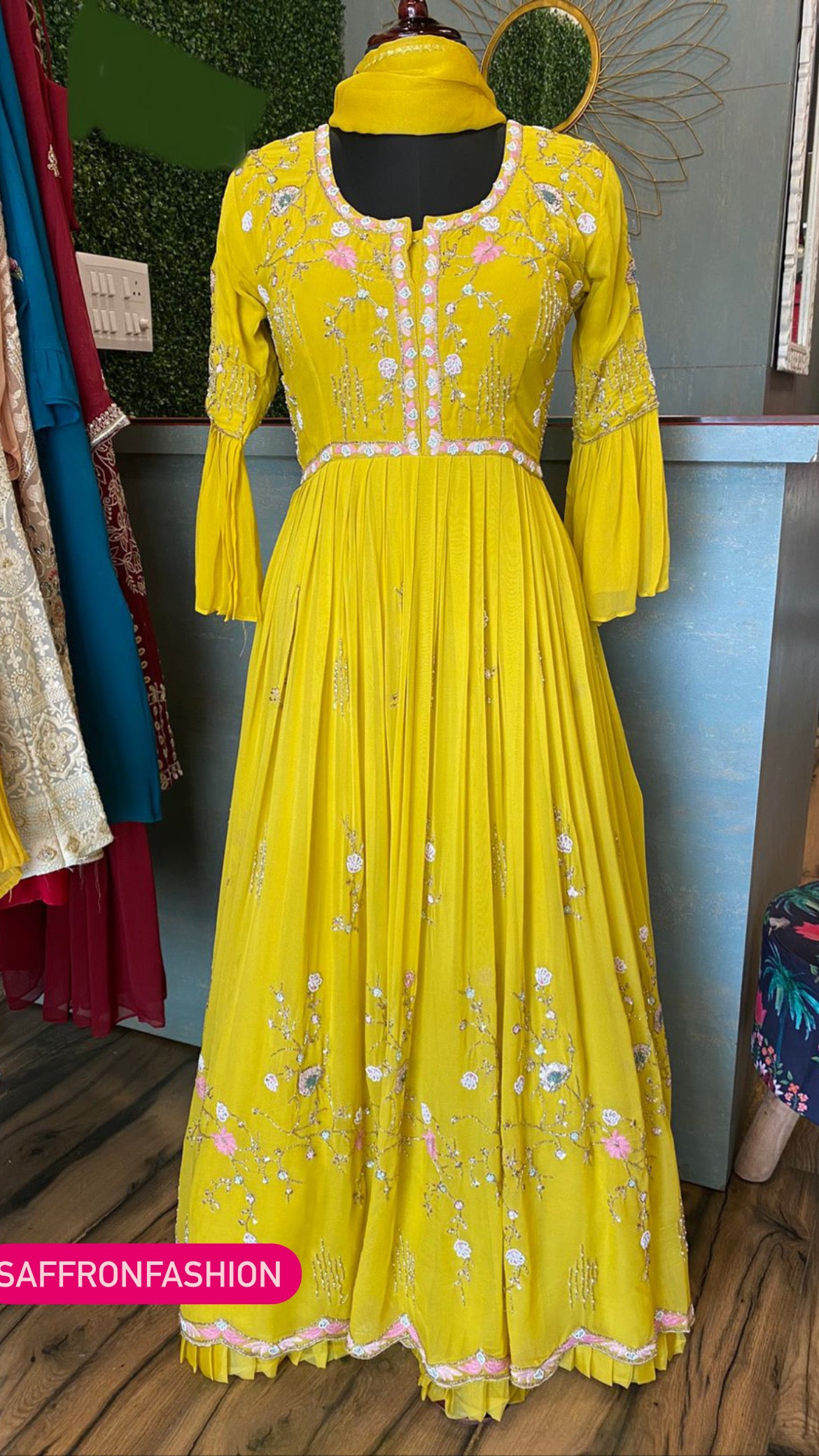 Designer Anarkali Resham dress - Saffronfashionindia