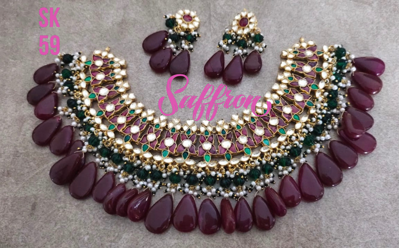Kinjal bridal necklace set - Saffronfashionindia