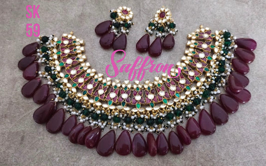 Kinjal bridal necklace set - Saffronfashionindia