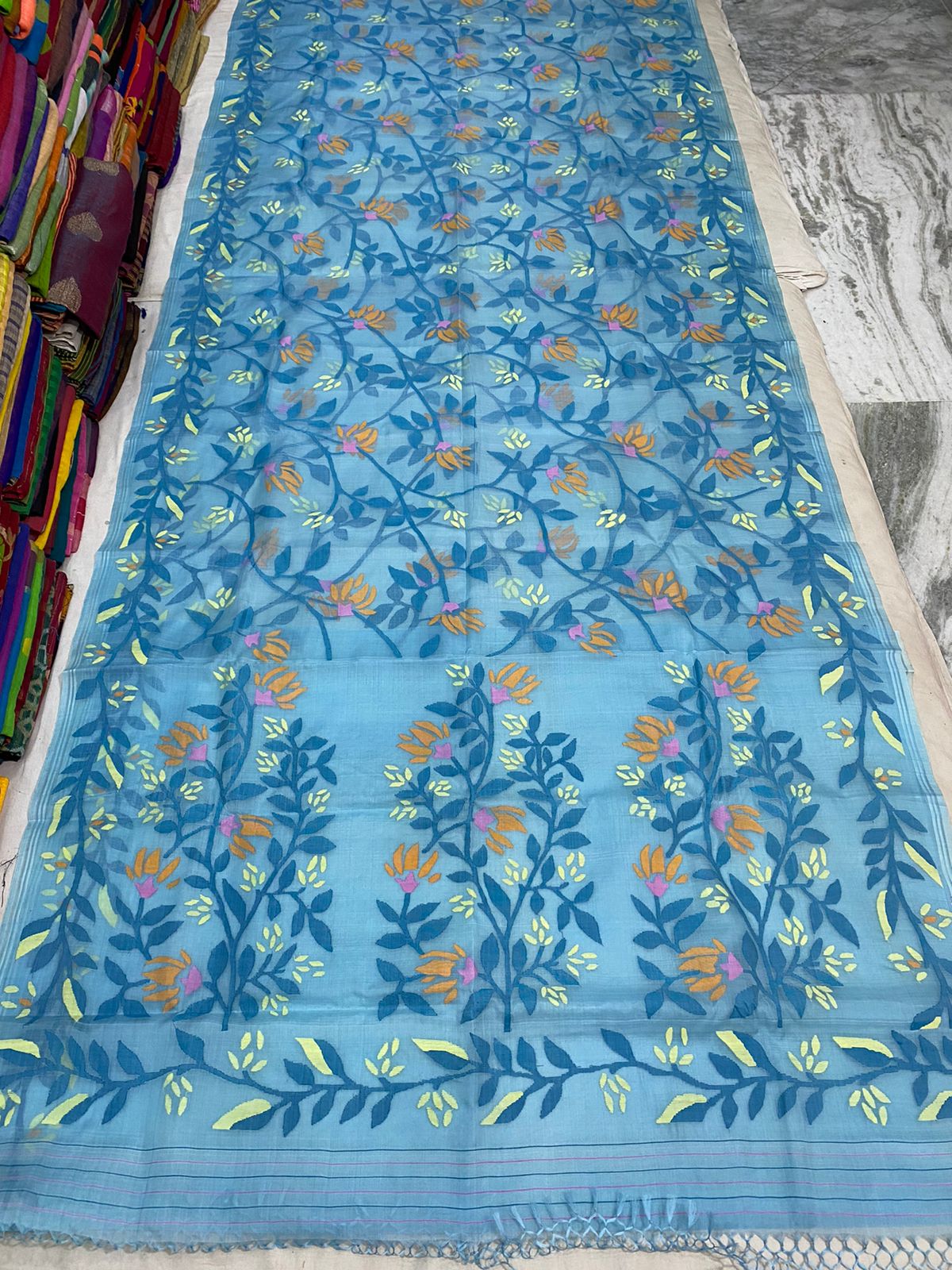 Ninja jamdani saree premium Tantuj saree Indian wedding sarees SaffronFashion