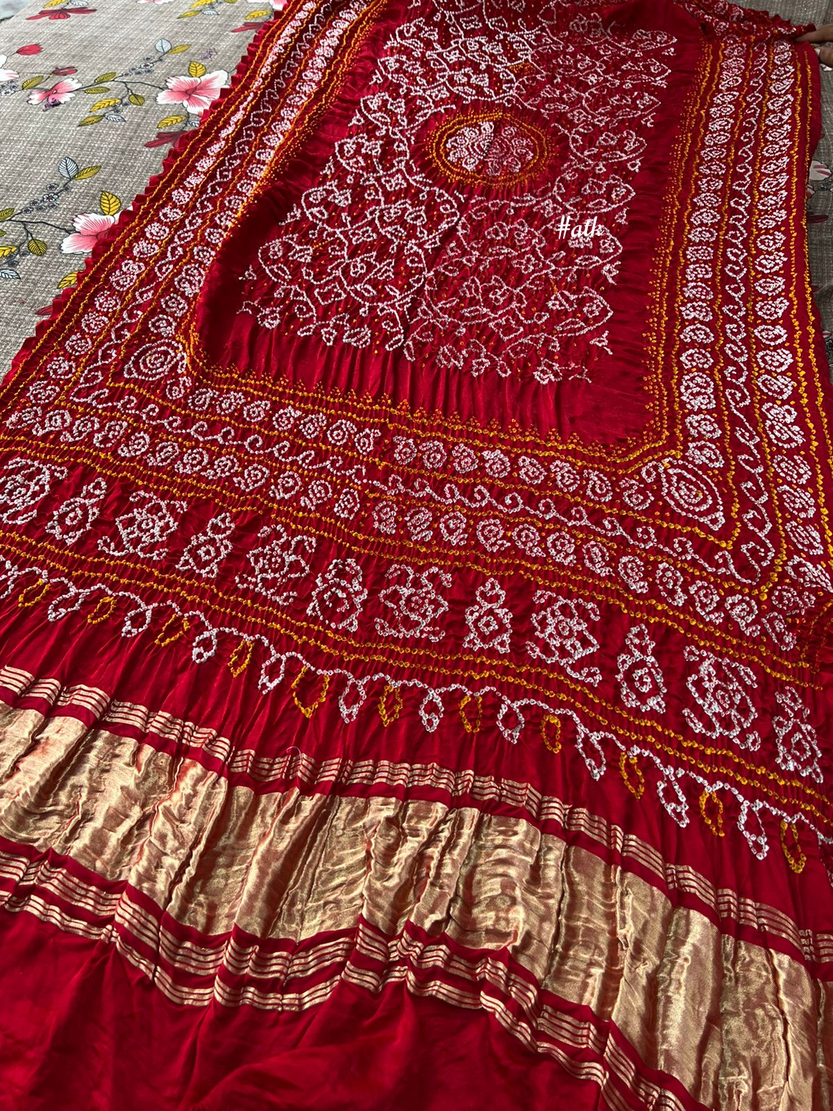 Rai silk bandhej dupatta - Saffronfashionindia