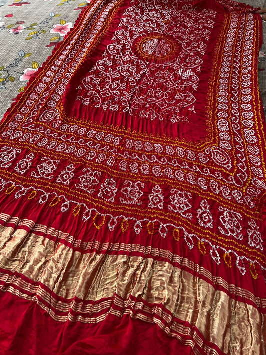 Rai silk bandhej dupatta - Saffronfashionindia