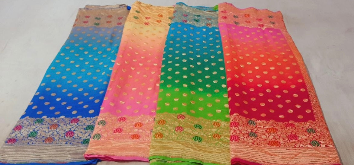 Exclusive khaddi gorgette Banarsi saree - Saffronfashionindia