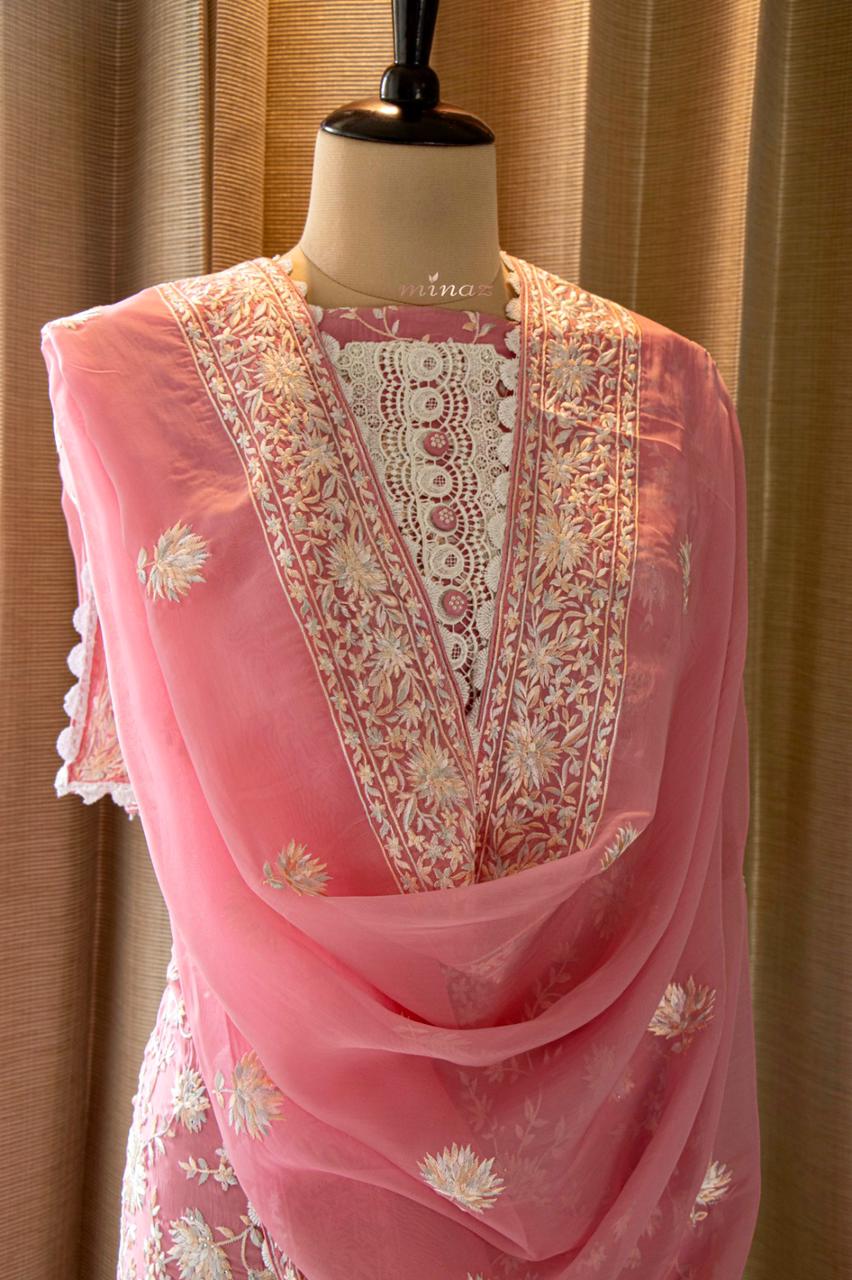 Parsi inspired embroidery suit - Saffronfashionindia