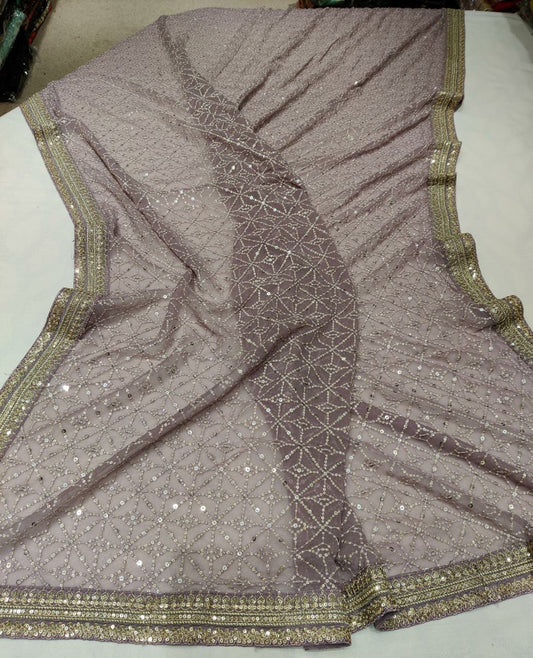 Fallon gorgette sequins saree - Saffronfashionindia