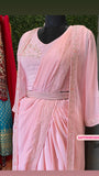 Pink indowestern satin dress