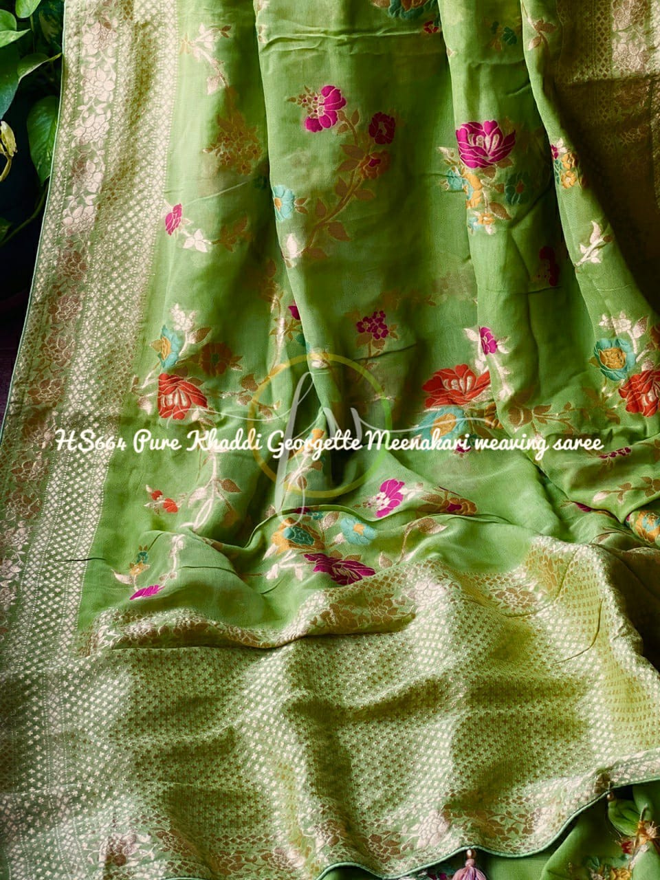 Pinashi gorgette saree - Saffronfashionindia