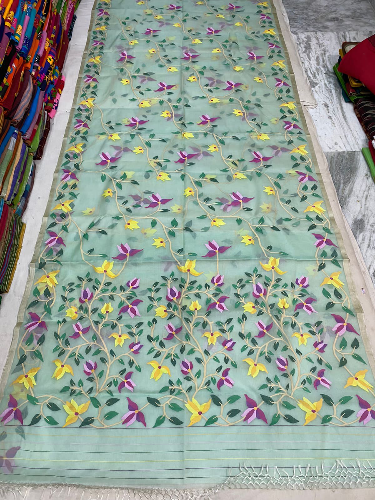 Sujata handwoven jamdani saree - Saffronfashionindia