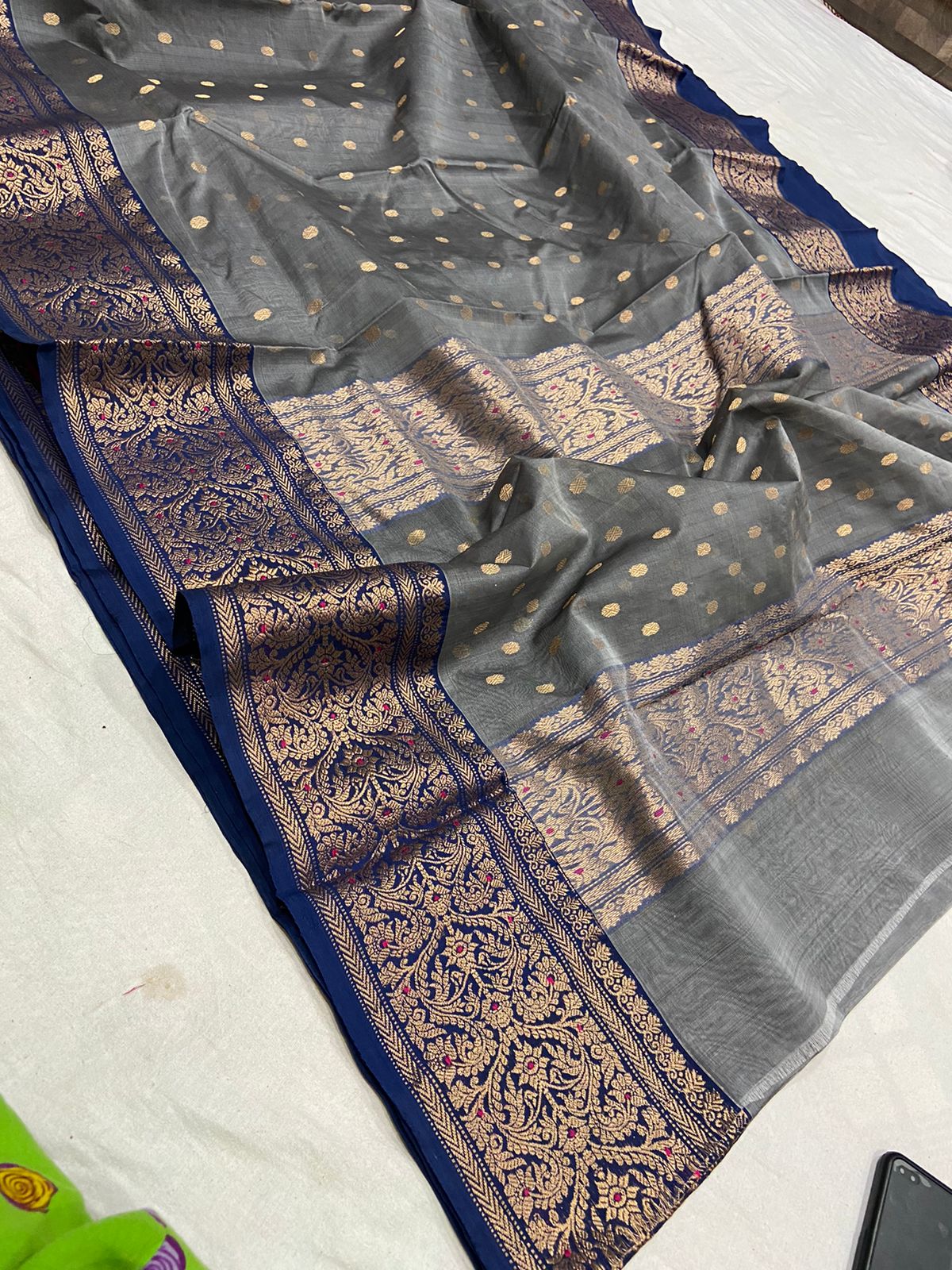 Ganesha Chanderi saree - Saffronfashionindia