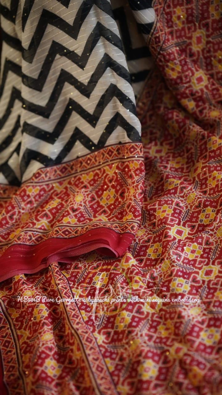 Gulmohar sequins saree - Saffronfashionindia