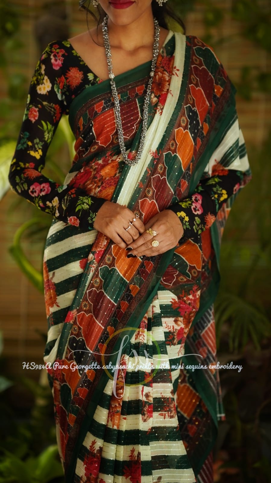 Gulmohar sequins saree - Saffronfashionindia