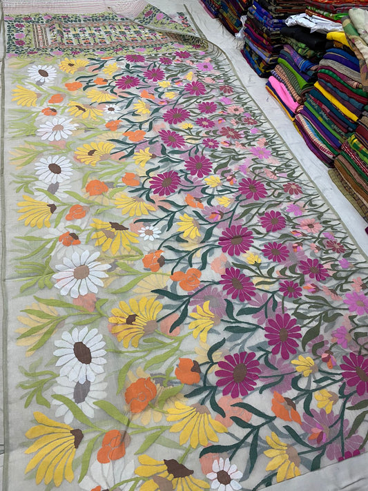 Janhana handwoven jamdani saree - Saffronfashionindia