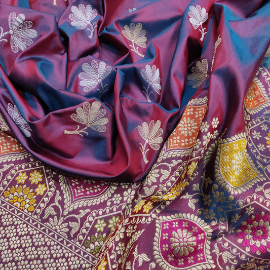 Lolita handwoven Katan silk saree - Saffronfashionindia