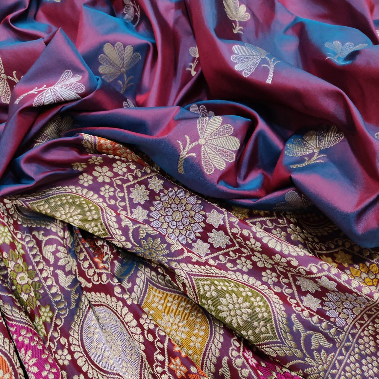 Lolita handwoven Katan silk saree - Saffronfashionindia