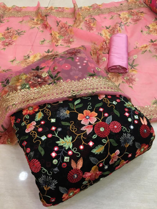 Embroidered suit piece - Saffronfashionindia