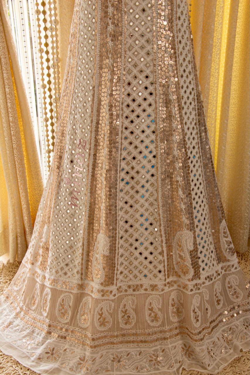 Authentic Anarkali Chikankari suit - Saffronfashionindia