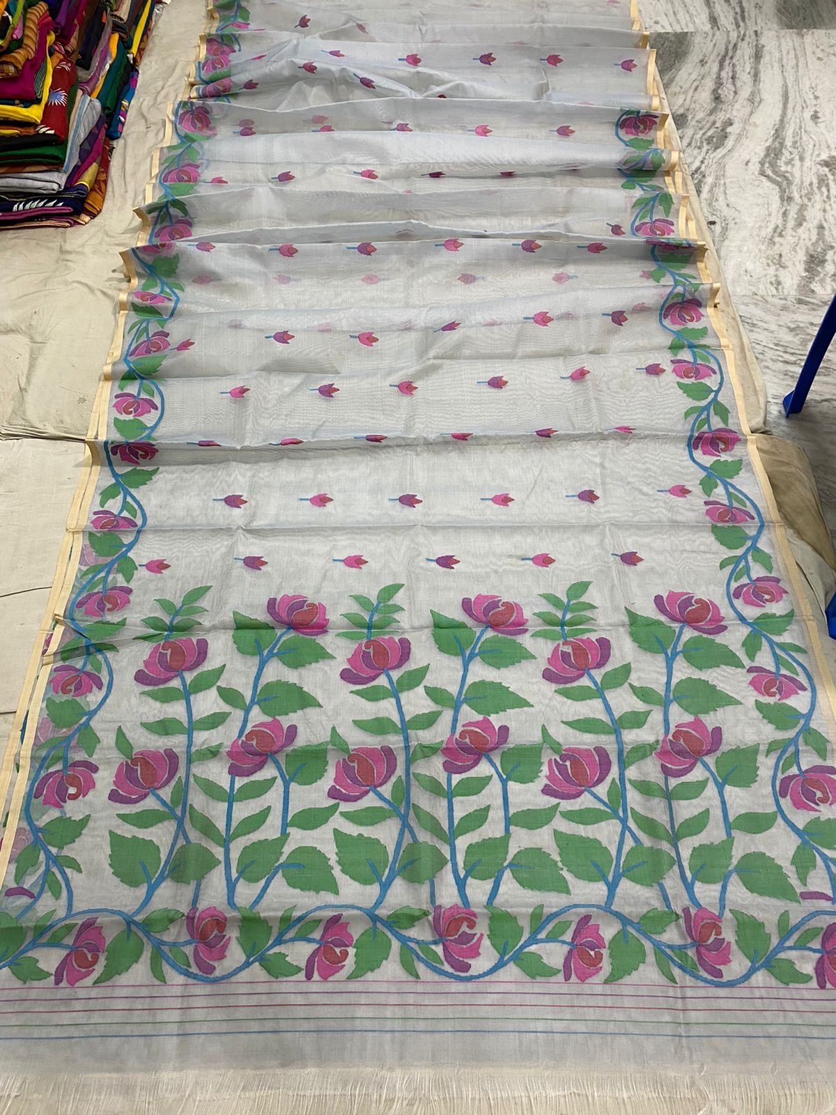 Nabina tantuj jamdani saree - Saffronfashionindia