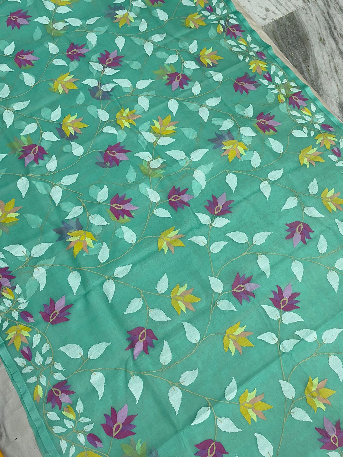 Boudi muslin jamdani saree - Saffronfashionindia