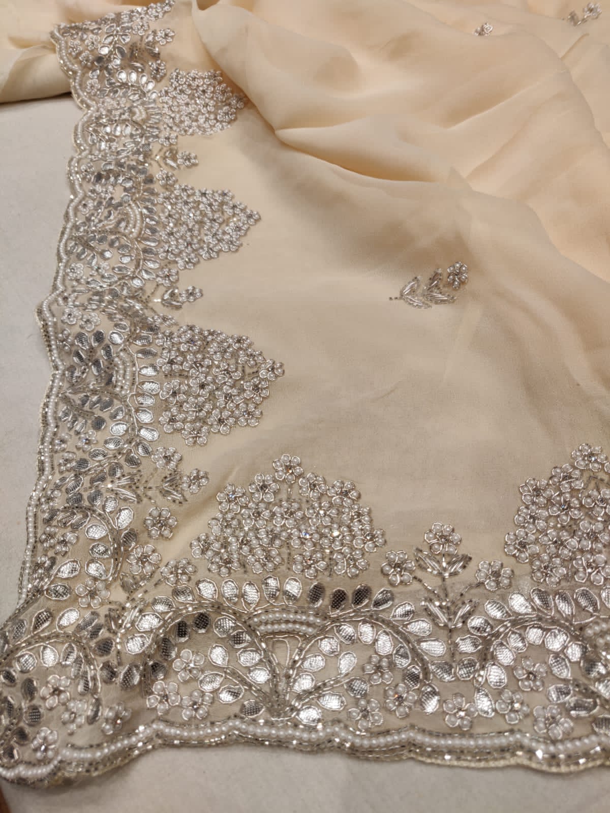Pearl zardosi saree - Saffronfashionindia
