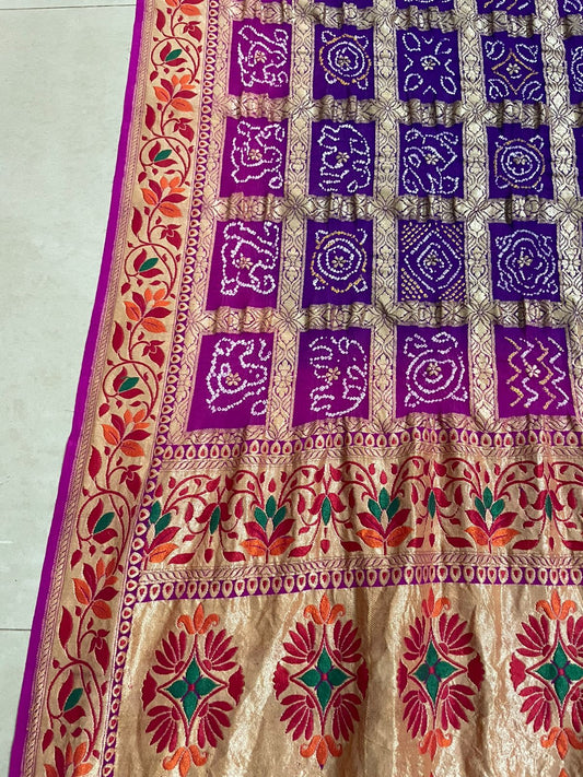 Multi banarsi bandhej dupatta - Saffronfashionindia
