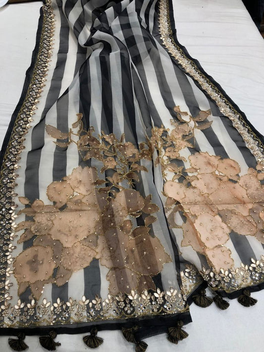 Organza digital printed saree - Saffronfashionindia