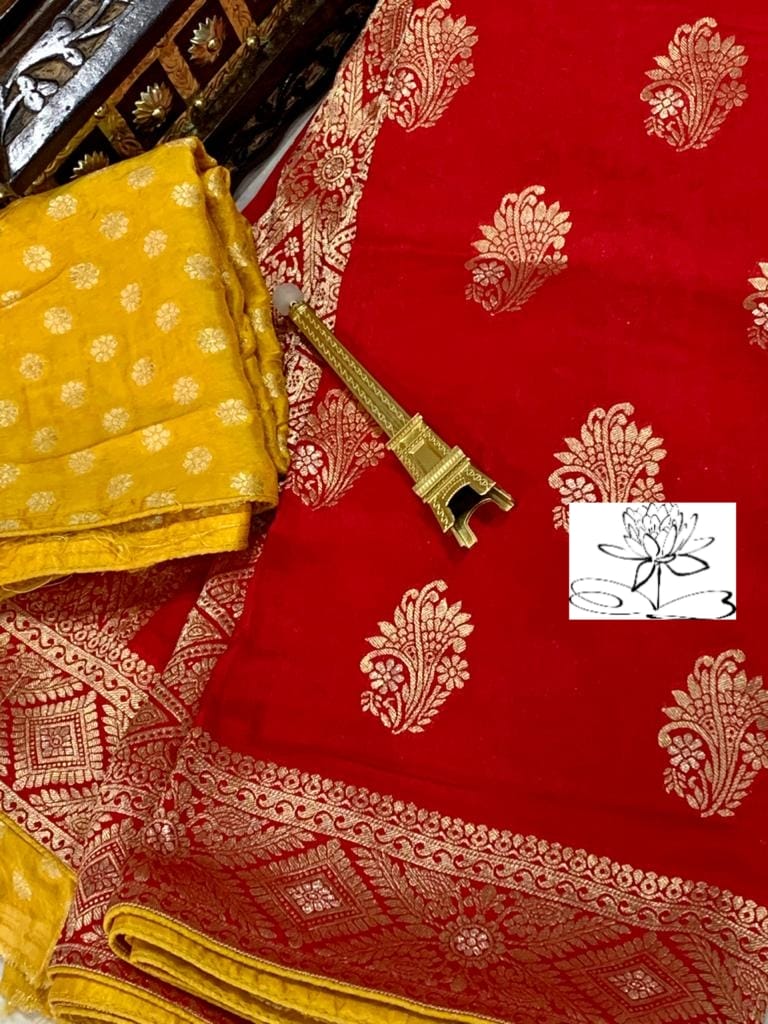 Wingly moonga crepe saree/Indian saree - Saffronfashionindia