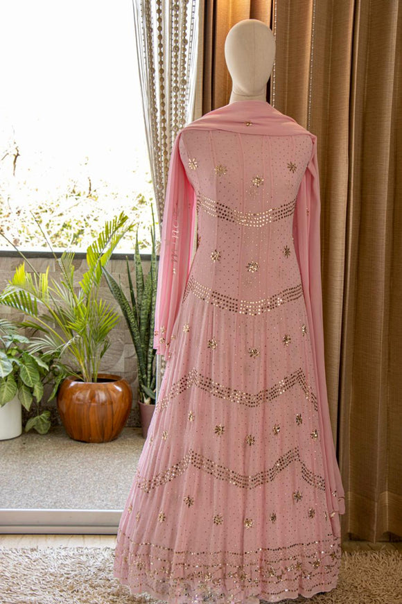 Buy Pink Embroidered Anarkali Suit Set online in India