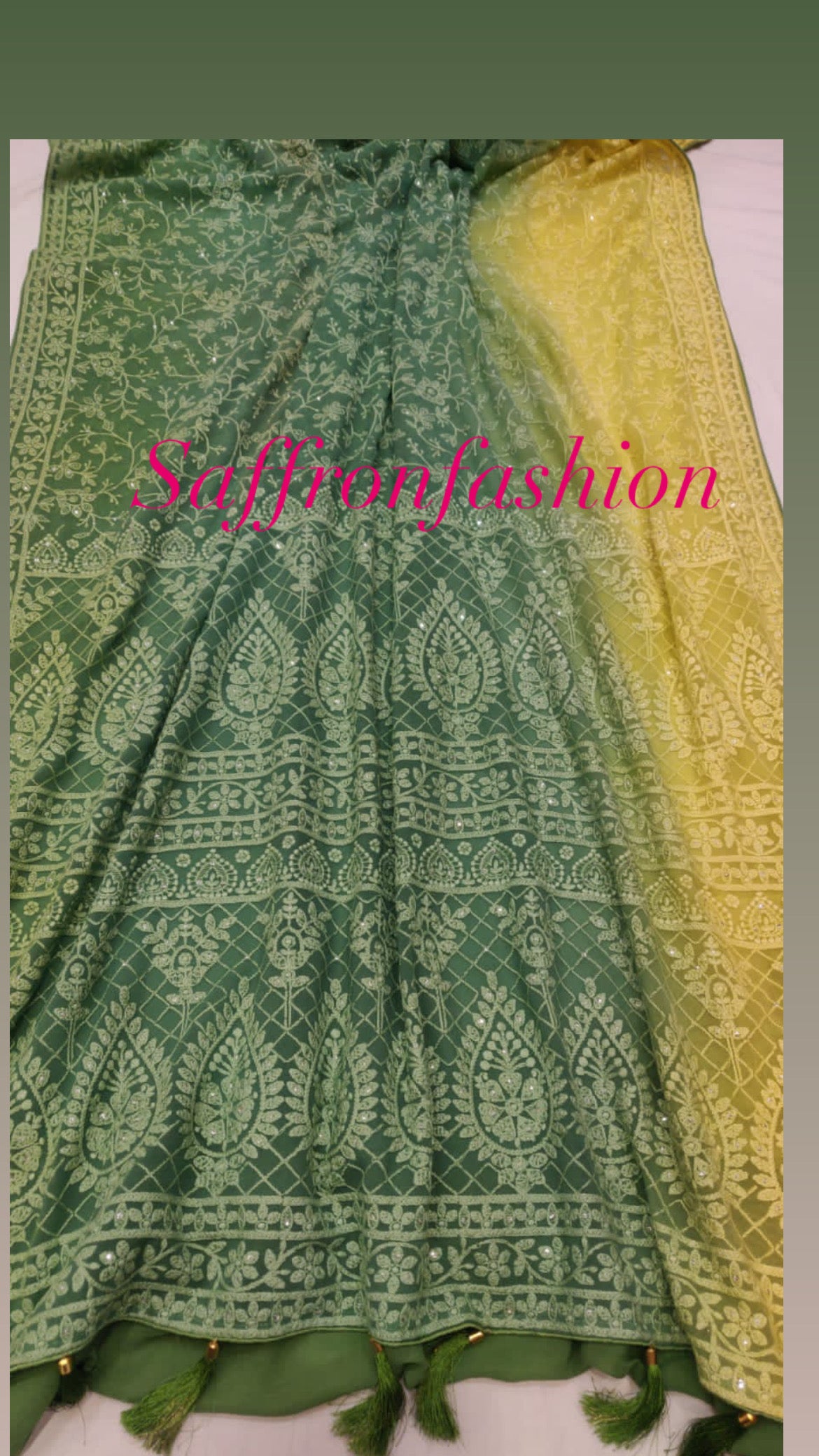Elena Chikankari saree - Saffronfashionindia