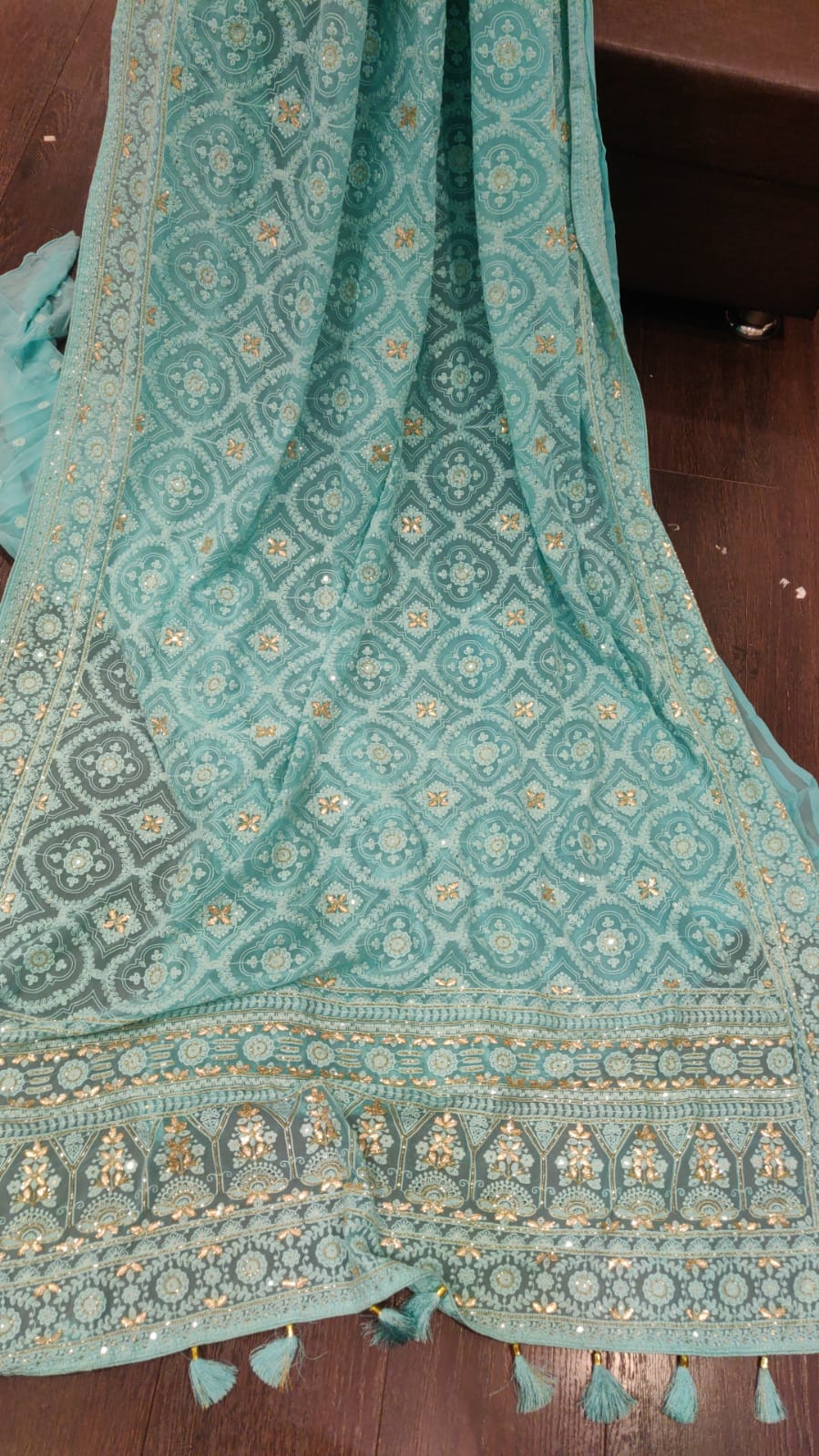 Nazina Chikankari saree/gorgette saree - Saffronfashionindia