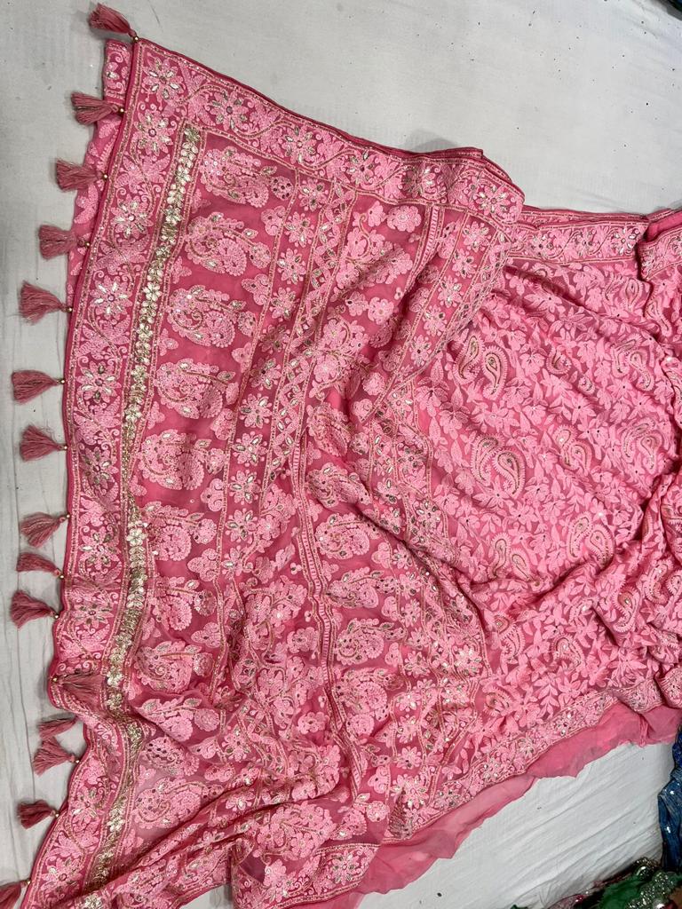 Archie Chikankari gottapatti saree - Saffronfashionindia