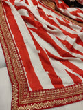 Striped satin saree