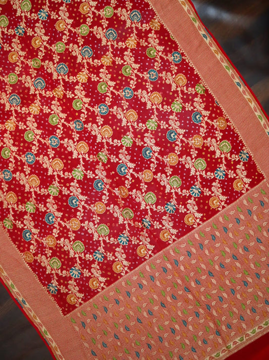 Durgesh khaddi Meenakari gorgette saree - Saffronfashionindia